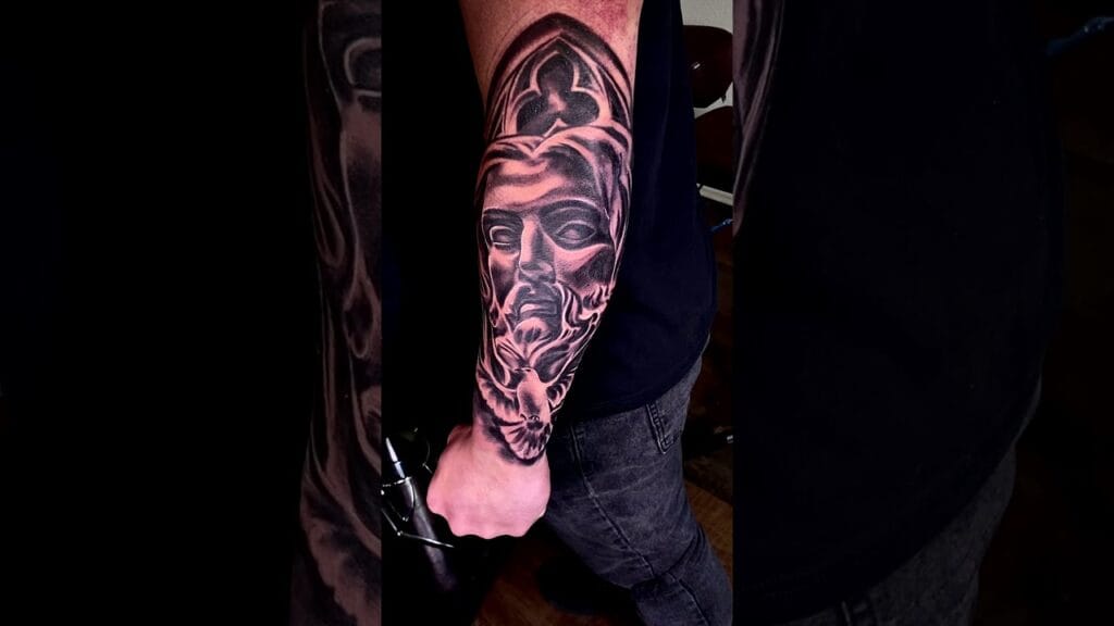 7 Mind-Blowing Black and Grey Realism Forearm Tattoos: The Ultimate Jesus Piece Ink You Can’t Miss!