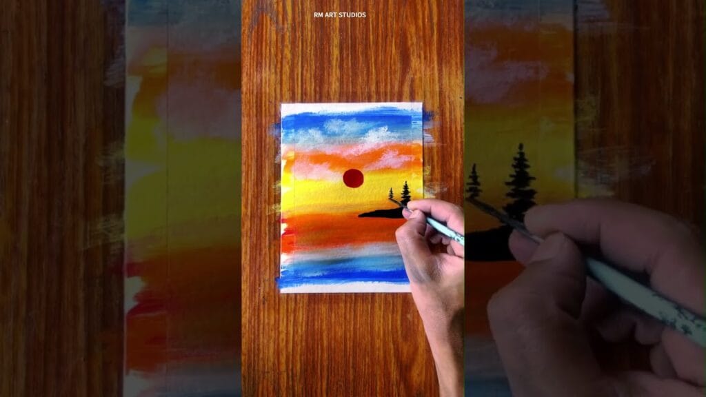 5 Simple Steps to Create a Stunning Sunset: Easy Acrylic Painting for Beginners | #Shorts